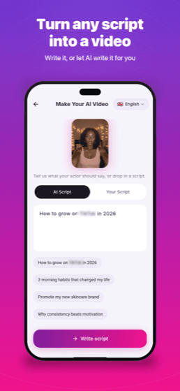 كتابة النص بالذكاء الاصطناعي في تطبيق Vydeyo